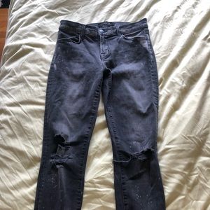 JBrand black mid rise distressed denim